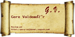 Gere Valdemár névjegykártya